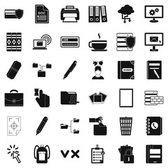Dictionary icons set, simle style