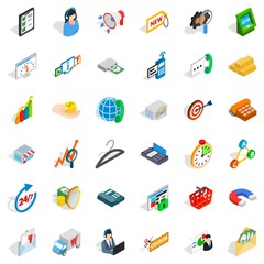 Letter icons set, isometric style