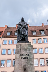 Fototapeta premium Albrecht Durer Monument (1828) at Albrecht Durer square in Nuremberg, Germany. Albrecht Durer - a great Renaissance painter and engraver.