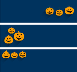 Halloween banners set with pumpkin faces.