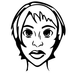 woman head. black and white painting