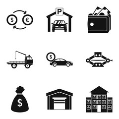 Parking fine icons set, simple style