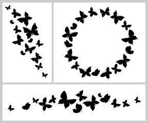 Butterflies background set. Vector
