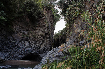 View of Alcantara Canyon in Italy