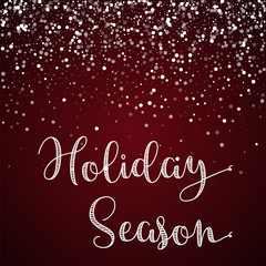 Fototapeta na wymiar Holiday Season greeting card. Random falling white dots background. Random falling white dots on red background. Magnificent vector illustration.