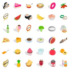Cooking icons set, isometric style