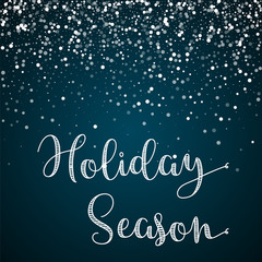 Fototapeta na wymiar Holiday Season greeting card. Random falling white dots background. Random falling white dots on blue background. Magnificent vector illustration.