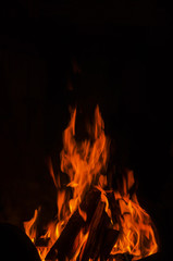 flame on a black background