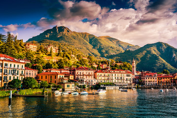 Fototapeta na wymiar Must see in Italy. Lake Como. Menaggio, Italy. Summer time. European vacation, living life style, architecture and travel concept.