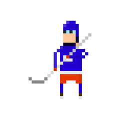 Pixel character hockey player for games and applications