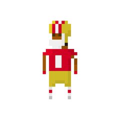 Pixel character american football player for games and applications
