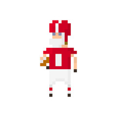 Pixel character american football player for games and applications