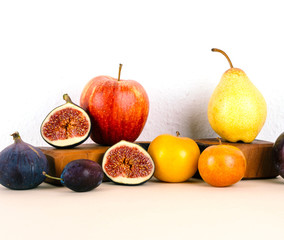 Organic autumn seasonal fruits.