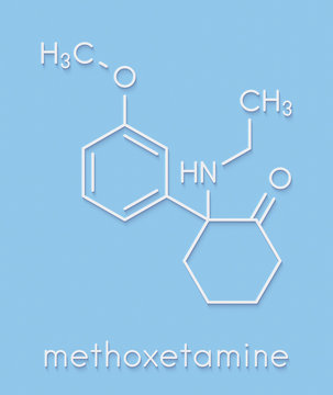 Methoxetamine (MXE) recreational designer drug, chemical structure. Skeletal formula.