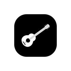 Classic guitar square flat icon vector