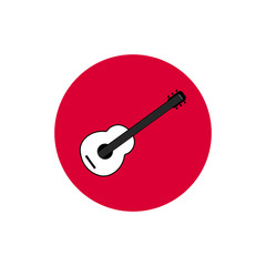 Classic guitar round flat icon vector