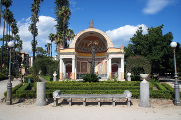 Fototapeta na wymiar The southern exedra of the Villa Giulia park (Villa del Popolo, Villa Flor) in Palermo, Sicily, Italy