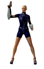 woman cyborg warrior with gun