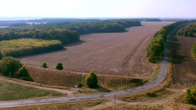 Aerial view  near Belsk, Ukraine. A vast city believed to be the Scythian capital Gelonus described by Herodotus