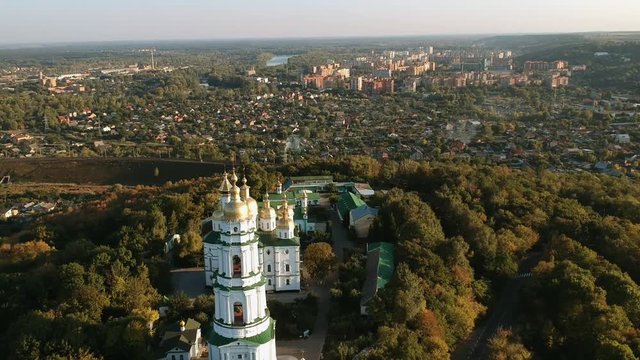 Aerial view on Holy Cross Convent in Poltava, Ukraine