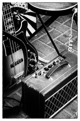 Old guitar and amplifier