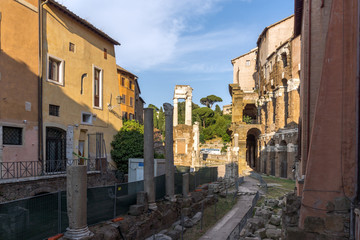 Ruins of Marcello Theater in city of Rome, Italy