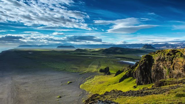Picturesque mountain landscape with traditional nature of Iceland. 4K Time Lapse Footage.
