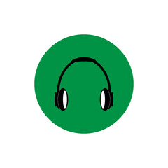 headphones round flat icon vector