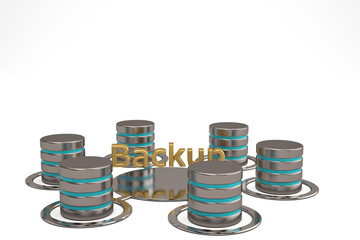 Network database backup concept.3D illustration.