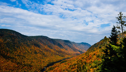 Obraz premium Jesień w dolinie rzeki Jacques Cartier, Quebec, Kanada