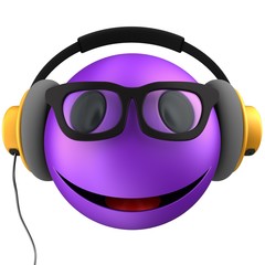 3d violet emoticon smile