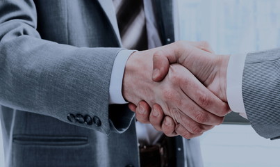 businessman shaking hands to seal a deal with his partner