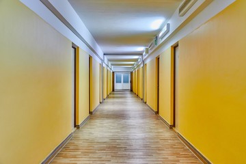 Corridor with yellow walls