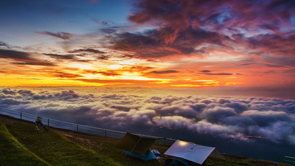 Morning Mist with Mountain ,Sunrise and sea of mis © meen_na