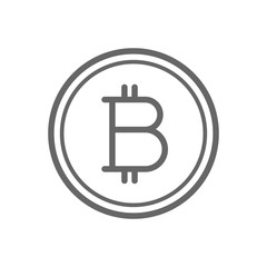 Bitcoin coin line icon. Cryptocurrency bitcoin symbol isolated on white background. Linear vector icon with transparent background.