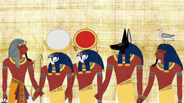 Pharaoh Consulting with The Egyptian Gods