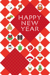 縁起物のアイコン　年賀状テンプレート