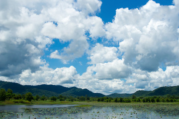 Mountain water and sky