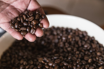 Coffee beans in hand