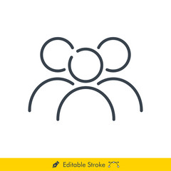 People Icon / Vector - In Line / Stroke Design with Editable Stroke