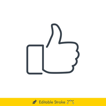 Thumb Up (Like) Icon / Vector - In Line / Stroke Design with Editable Stroke