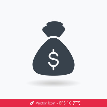Money Bag Icon / Vector - In Line / Stroke Design