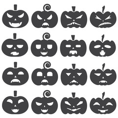Halloween pumpkin icon set. happy Halloween, trick or treat.