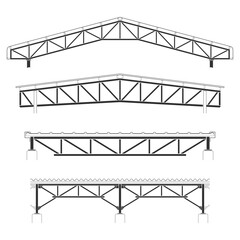 Roofing building,steel frame cover, roof truss set, vector illustration