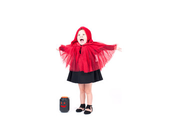 Little Red Riding Hood. Beautiful little girl in Halloween costume.