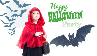 Little Red Riding Hood. Beautiful little girl in Halloween costume.