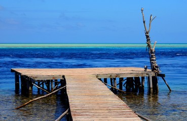 ponnton sur le lagon eaux cristalines turquoise polynésie française fakarava tahiti