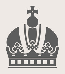 King crown with cross on top grey silhouette
