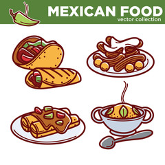 Mexican food vector collection of tasty spicy dishes