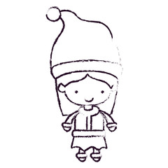 santa claus woman cartoon full body face smiling expression blurred silhouette on white background